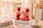 Bunny Pink Rose Display | Preserved Flower Acrylic Stand | Kawaii Figurine Floral Gift