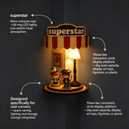 Retro Sign-Style Night Light | Warm LED Figurine Stage | Superstar-Style Figurine Display Stand with Night Light | Collector-Grade Toy Display Case