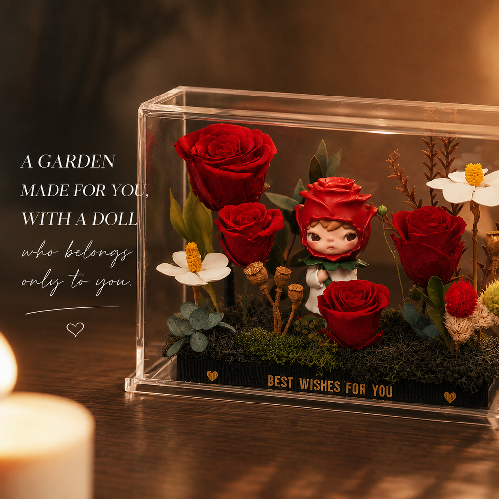 Preserved Rose Display | Anime Figurine Eternal Flower Acrylic Stand | Romantic Collectible Gift