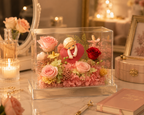 Forever Bloom Cherub Preserved Rose Display packaging – Doluchi