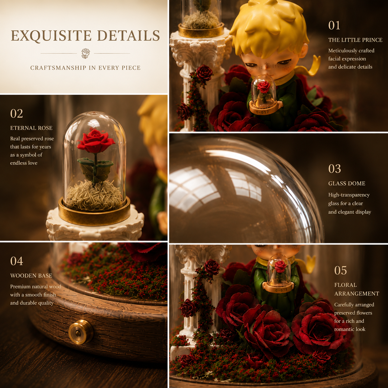 Little Prince Eternal Rose Glass Dome in use – Doluchi