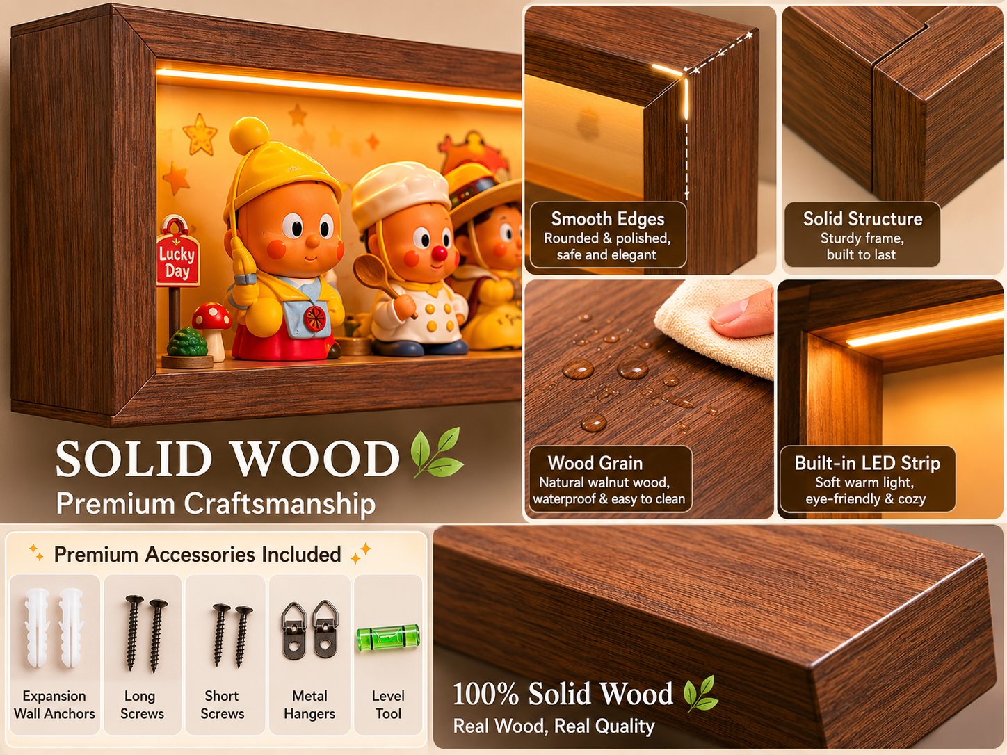 Star Person Wall Display Cabinet | LED Blind Box Shadow Box | Collectible Organizer | Figurine Storage