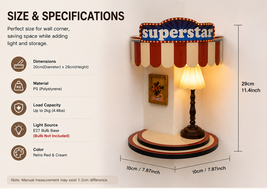 Retro Sign-Style Night Light | Warm LED Figurine Stage | Superstar-Style Figurine Display Stand with Night Light | Collector-Grade Toy Display Case