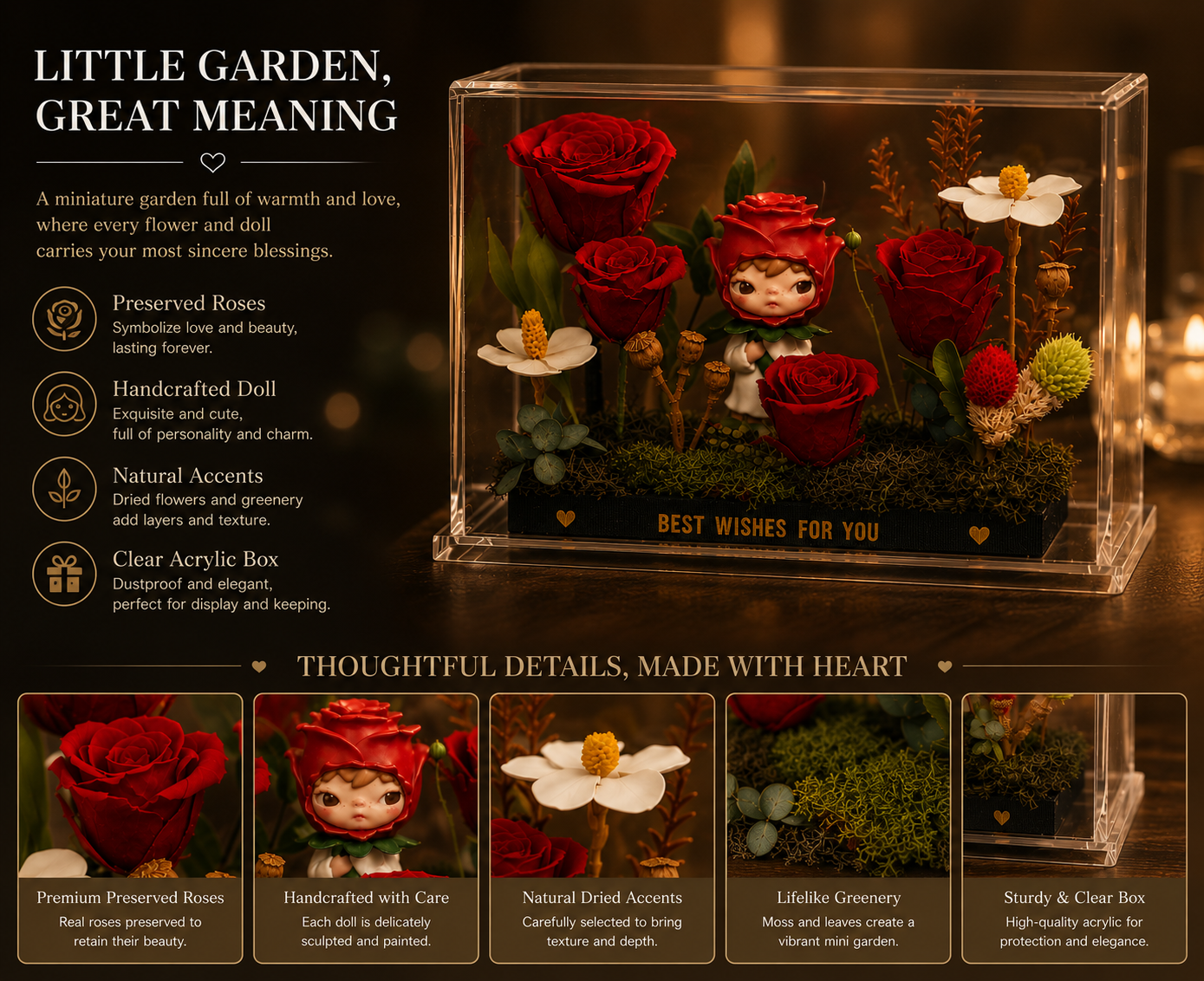 Preserved Rose Display | Anime Figurine Eternal Flower Acrylic Stand | Romantic Collectible Gift