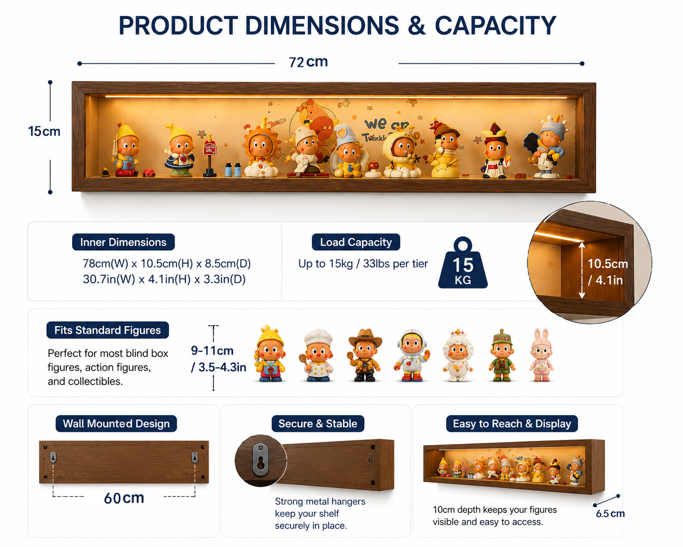 Star Person Wall Display Cabinet | LED Blind Box Shadow Box | Collectible Organizer | Figurine Storage