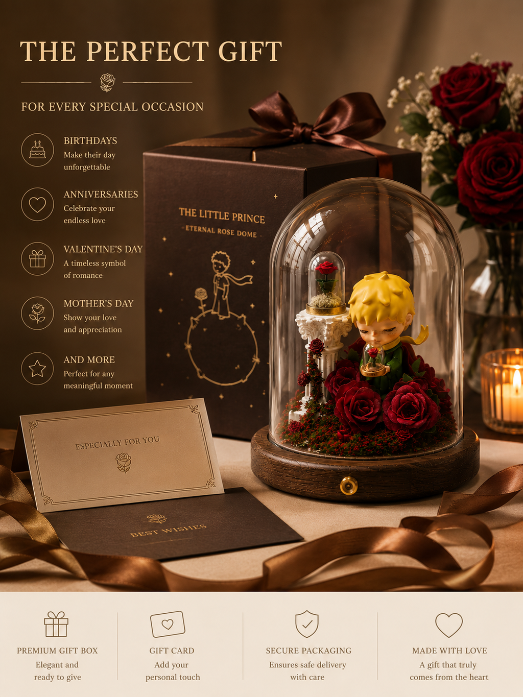 Little Prince Eternal Rose Glass Dome view 8 – Doluchi