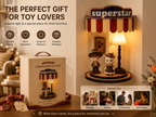 Retro Sign-Style Night Light | Warm LED Figurine Stage | Superstar-Style Figurine Display Stand with Night Light | Collector-Grade Toy Display Case
