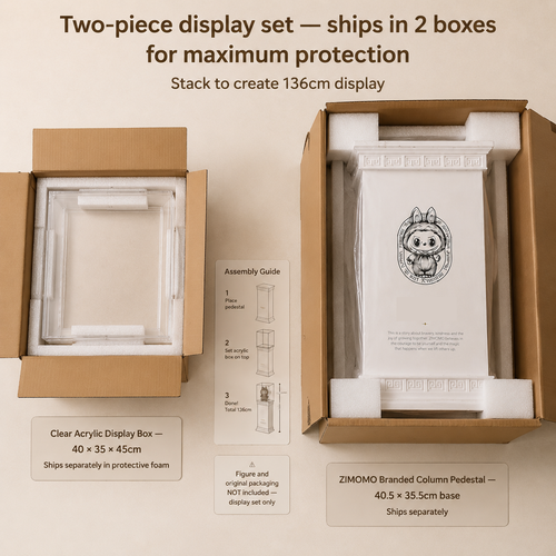 Acrylic Display Box + Column Pedestal Set | 136cm Tall Tower Display