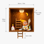 Starry Night Wooden Shadow Box | LED Moon & Stars Diorama Shelf | Cozy Wall-Mounted Figure Display
