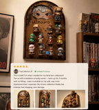 Vintage Map Wall Display Shelf | 4-Tier Solid Wood Figurine Stand | 14-Slot Blind Box Storage