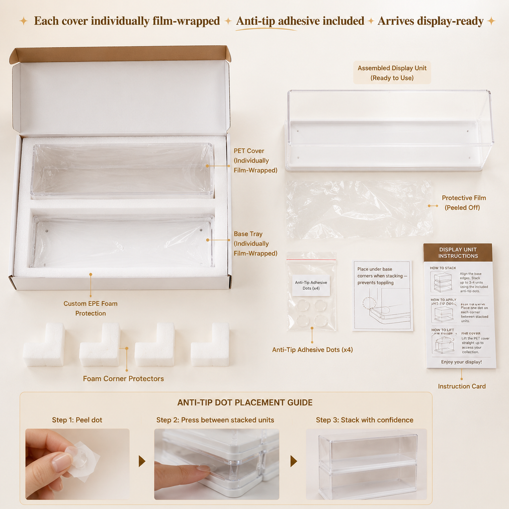 Anti-Tip Stackable Acrylic Display Case detail – Doluchi