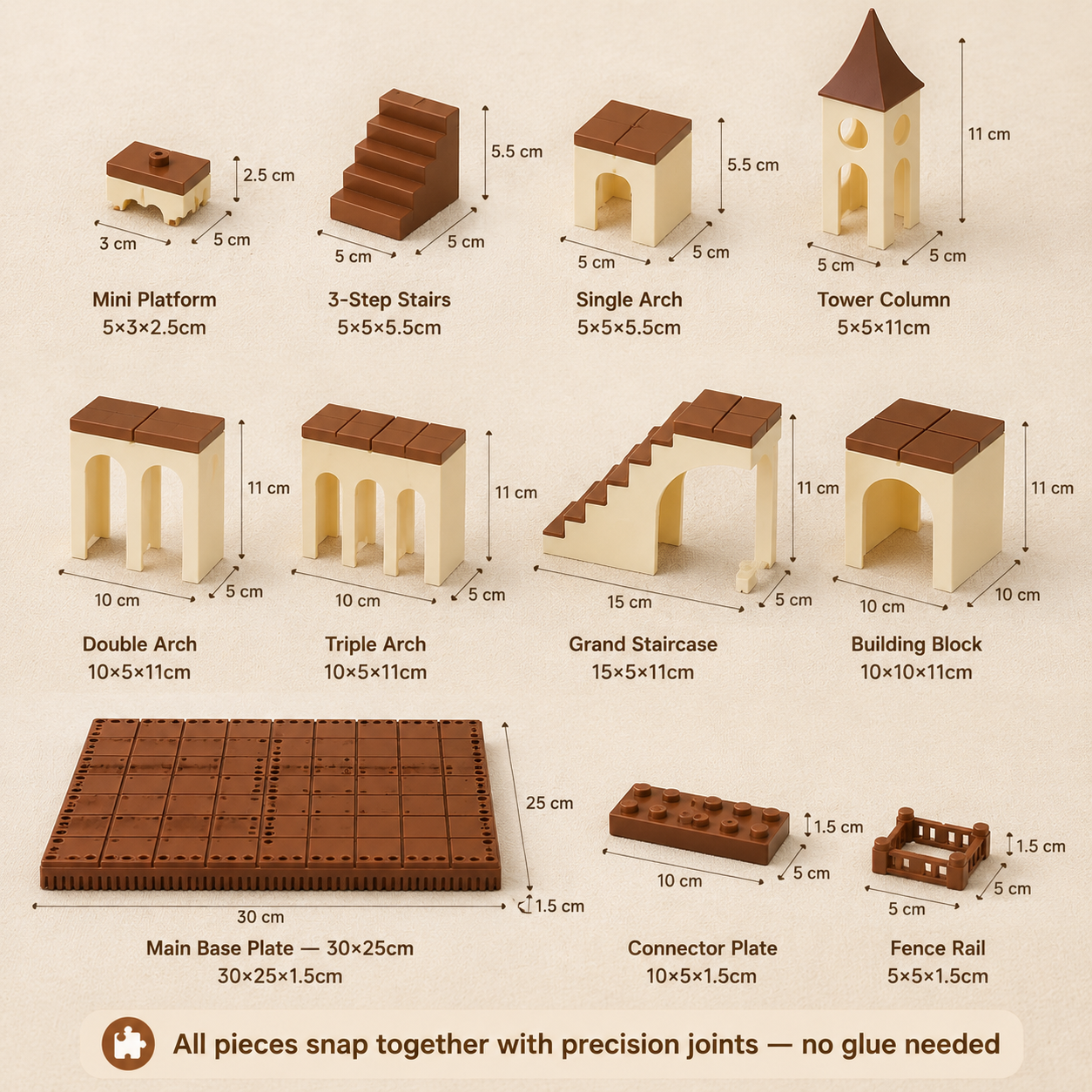 Castle Bakery DIY Modular Building Set size reference – Doluchi