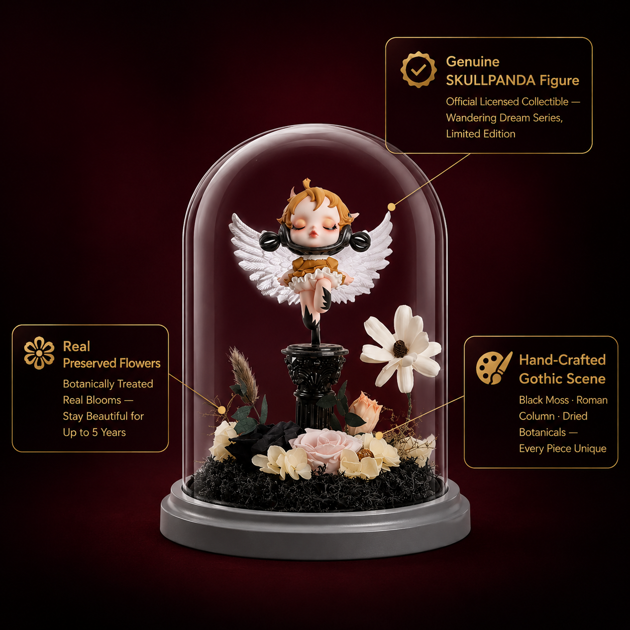 Wandering Dream Glass Dome | Real Preserved Flowers Limited Edition | Angel Series