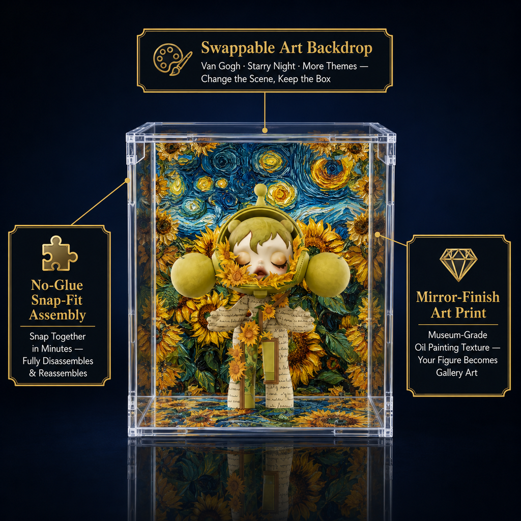 Acrylic Display Box with Art Backdrop view 8 – Doluchi