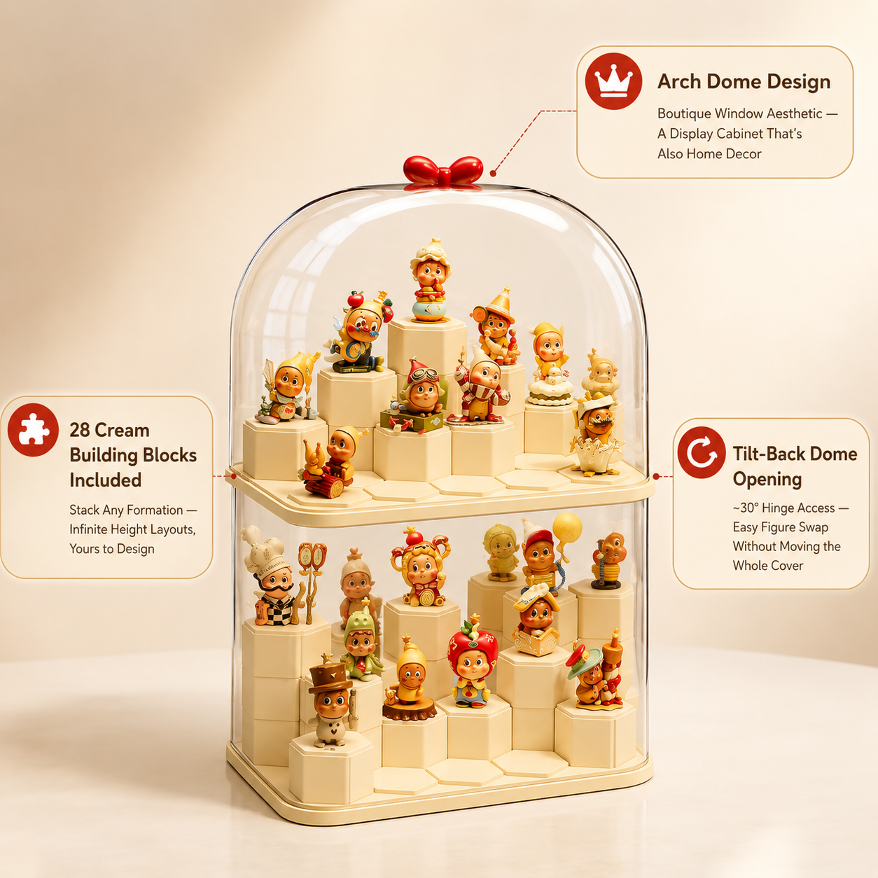 Dome Acrylic 2-Tier Display Cabinet back view – Doluchi