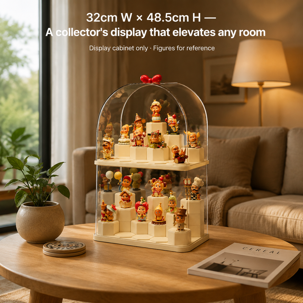 Dome Acrylic 2-Tier Display Cabinet size reference – Doluchi
