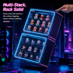 RGB LED Gaming Display Case | Cyan Edge-Lit Acrylic Blind Box Cabinet | Gamer Collector Setup