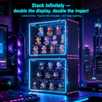RGB LED Gaming Display Case | Cyan Edge-Lit Acrylic Blind Box Cabinet | Gamer Collector Setup