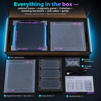 RGB LED Gaming Display Case | Cyan Edge-Lit Acrylic Blind Box Cabinet | Gamer Collector Setup