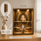 Walnut Wood LED Spotlight Display Cabinet | Baroque Backdrop | Museum Grade Figurine Showcase