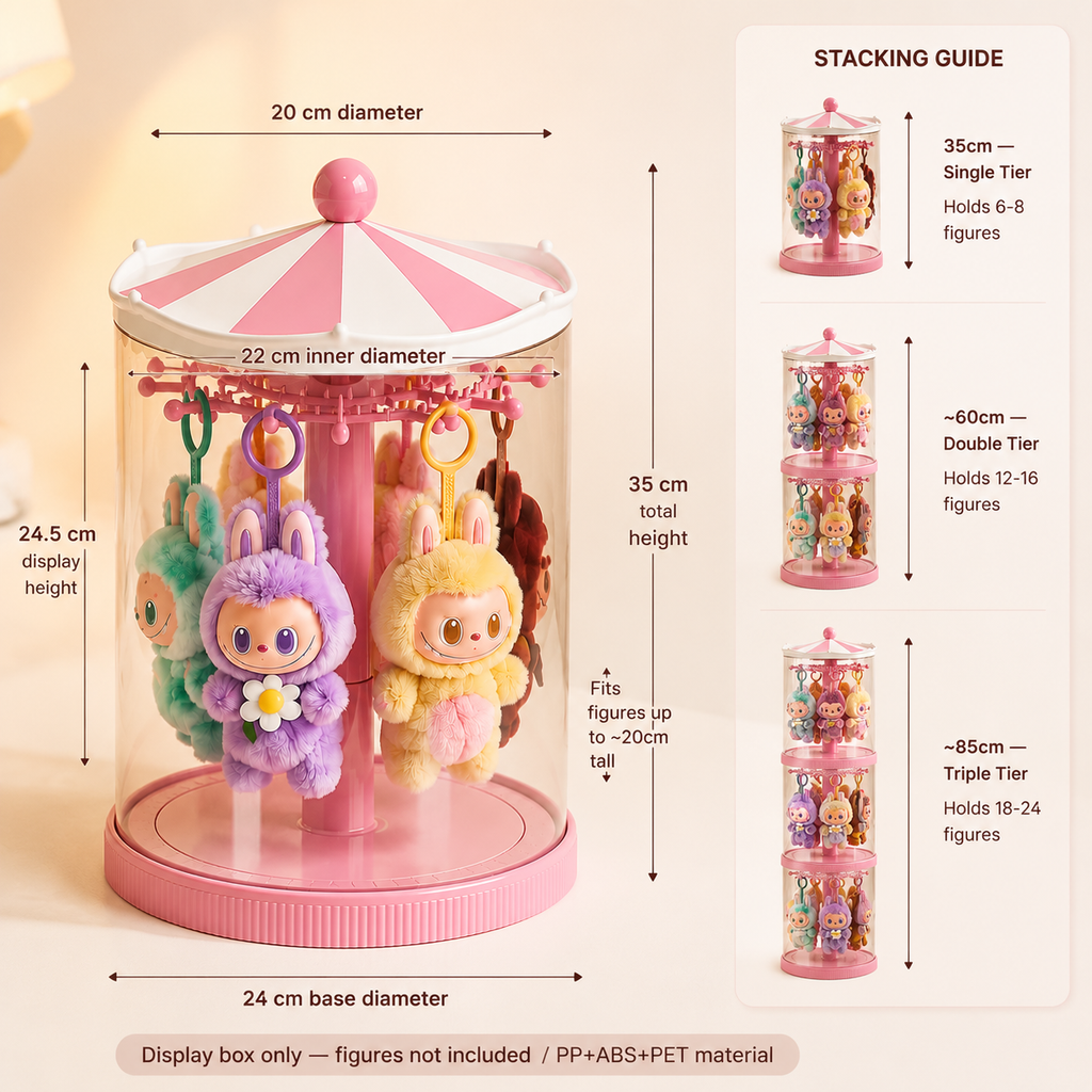 Pink Carousel Rotating Plush Hanger back view – Doluchi