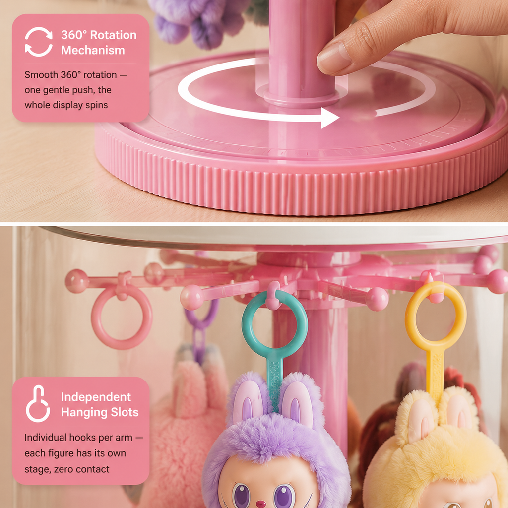 Pink Carousel Rotating Plush Hanger in use – Doluchi
