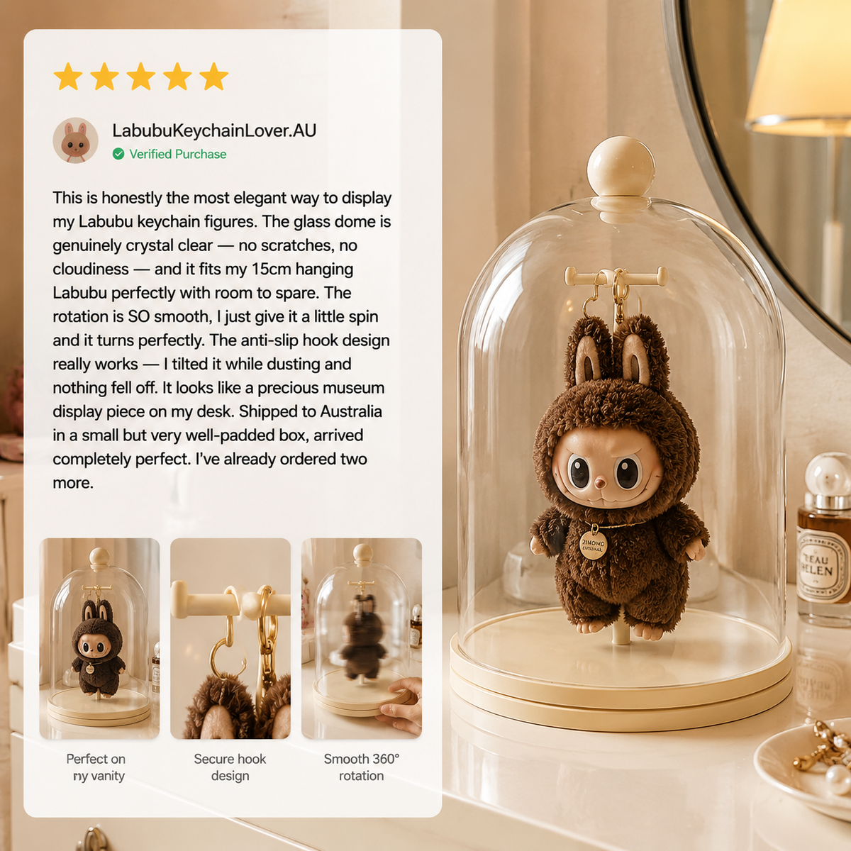 Glass Dome Figurine Display back view – Doluchi