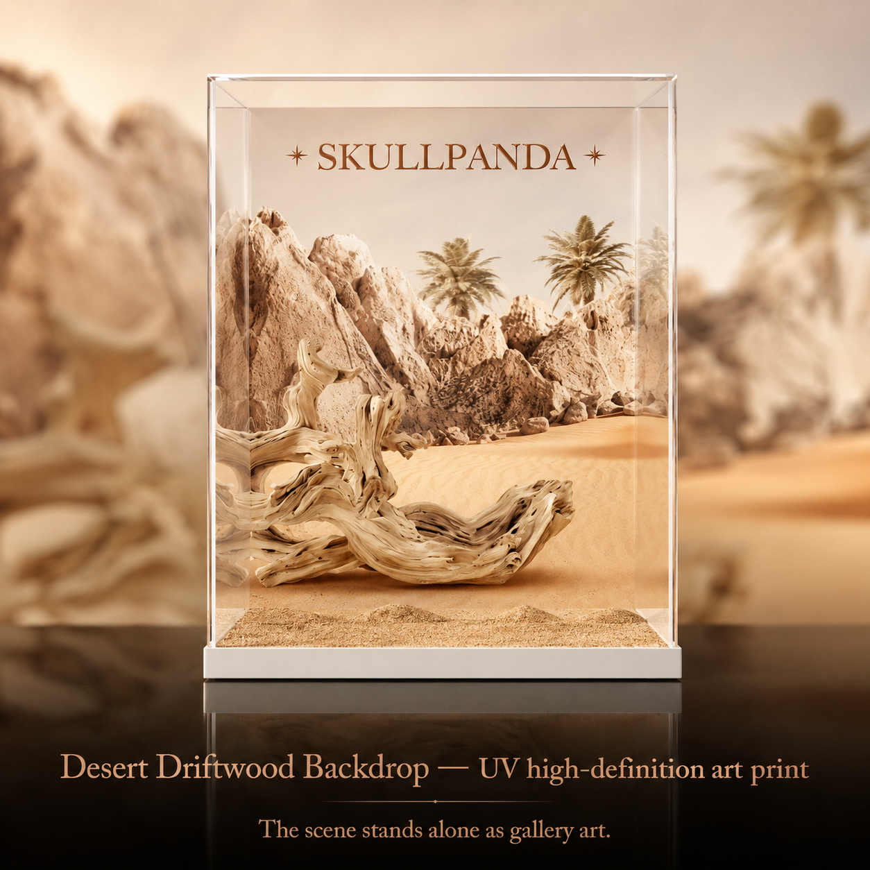 Desert Scene Acrylic Display Box | Printed Scene Backdrop | Collector Gift Box