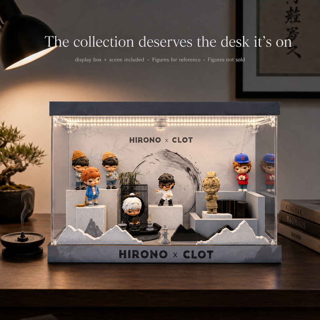 Ink-Wash Mountain Scene Display Box | LED Collaboration-Style Display | Collector Cabinet
