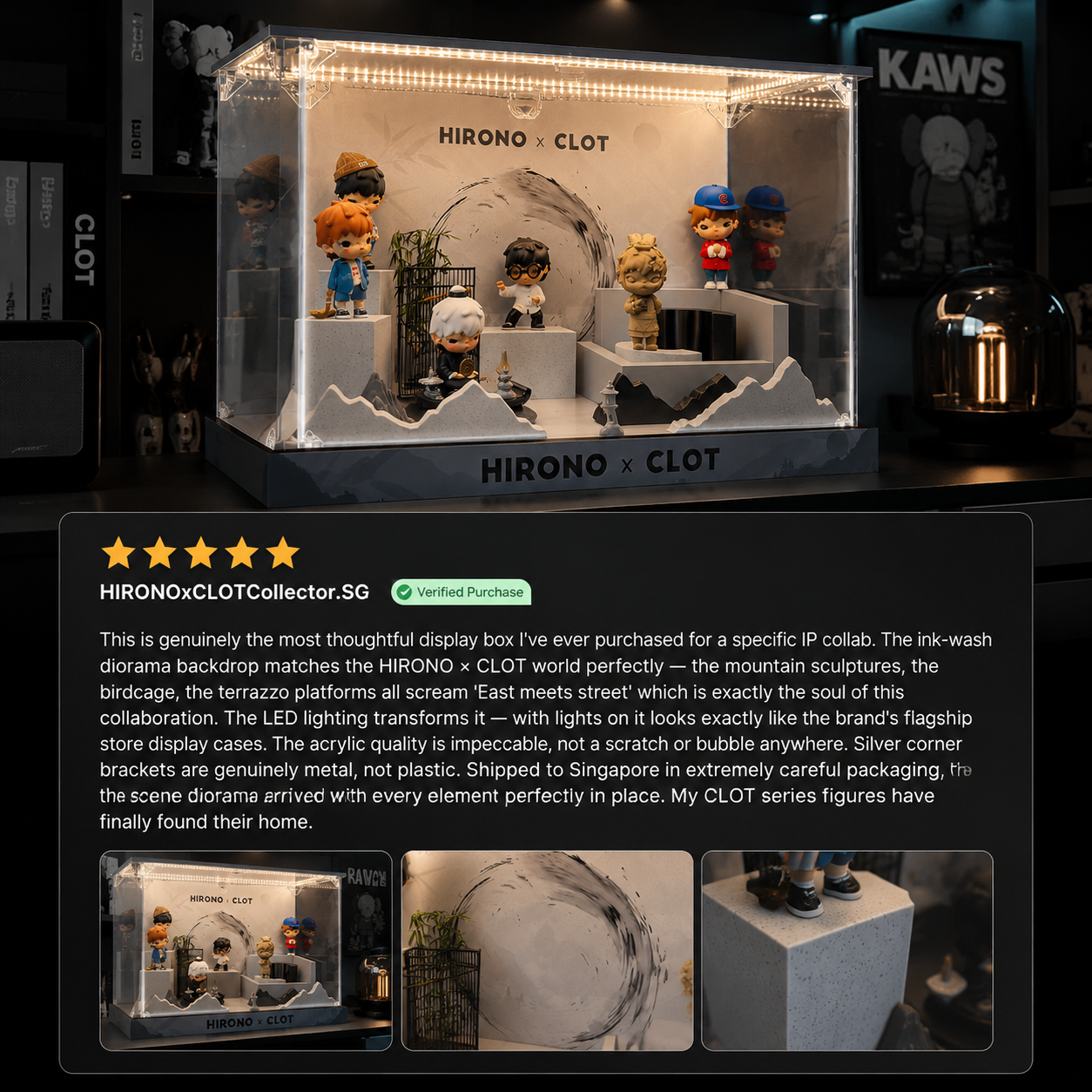 Ink-Wash Mountain Scene Display Box | LED Collaboration-Style Display | Collector Cabinet