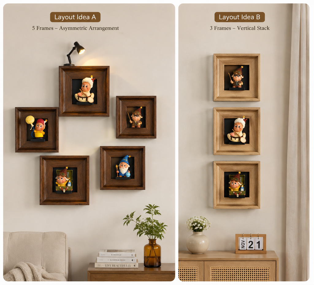 Wooden Shadow Box Display Frame | Figurine Picture Frame Wall Art | Single Figure Wall Display