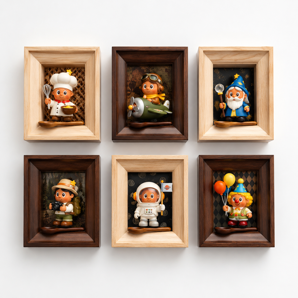 Wooden Shadow Box Display Frame | Figurine Picture Frame Wall Art | Single Figure Wall Display
