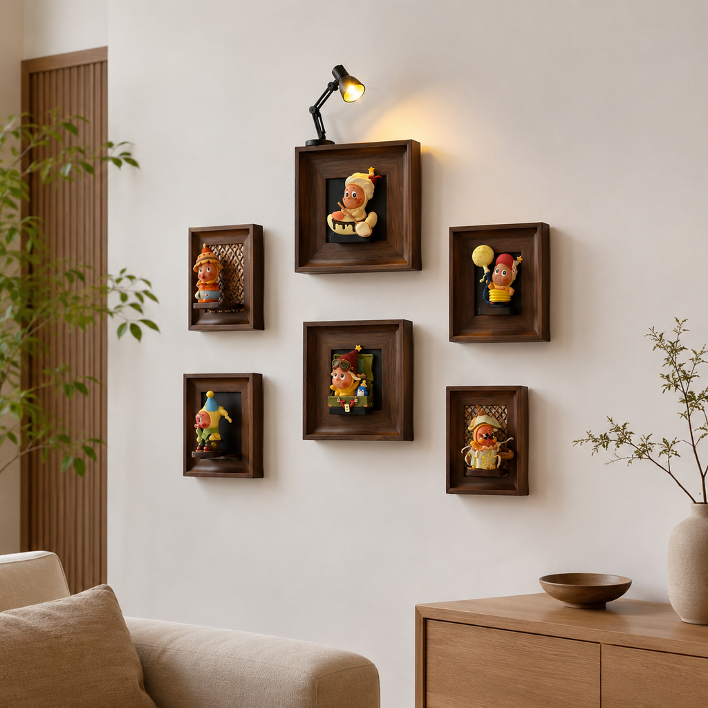 Wooden Shadow Box Display Frame | Figurine Picture Frame Wall Art | Single Figure Wall Display