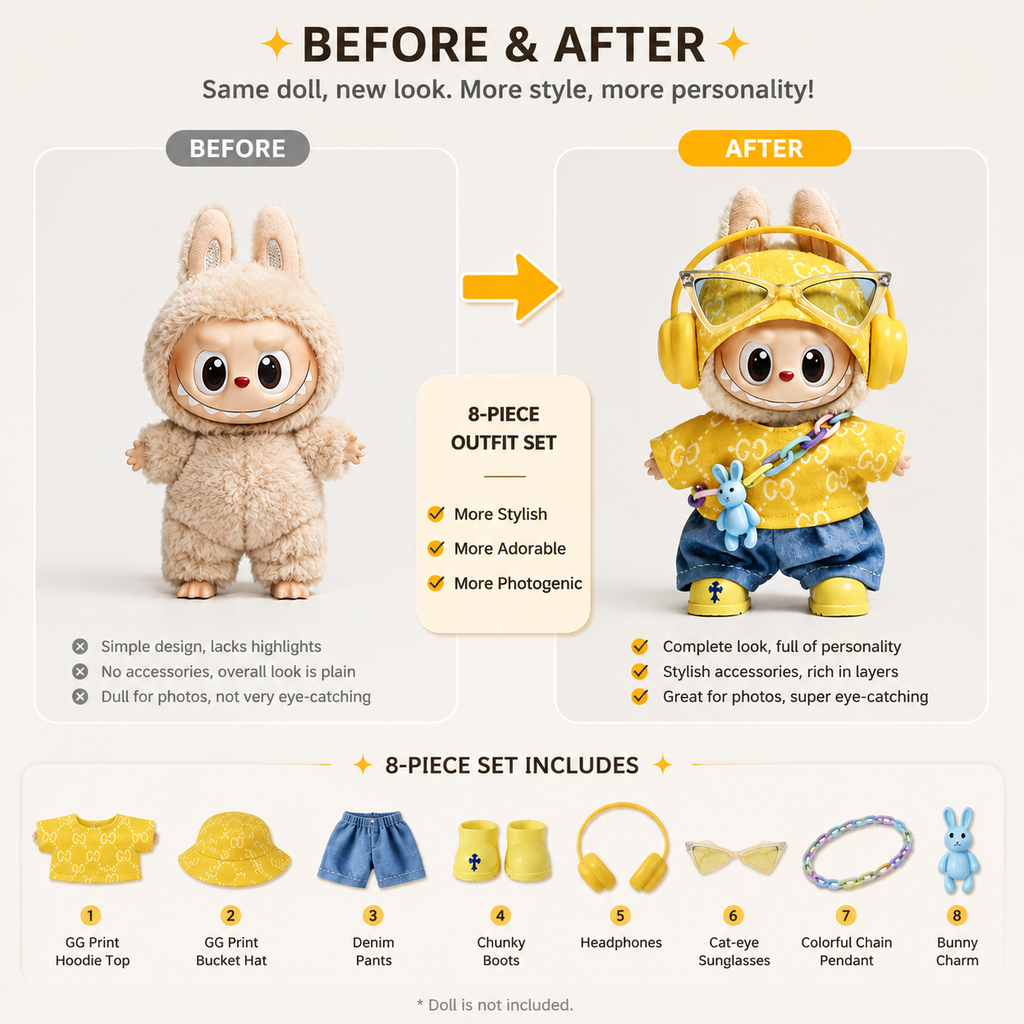 Designer Street Style Doll Outfit Set view 10 – Doluchi