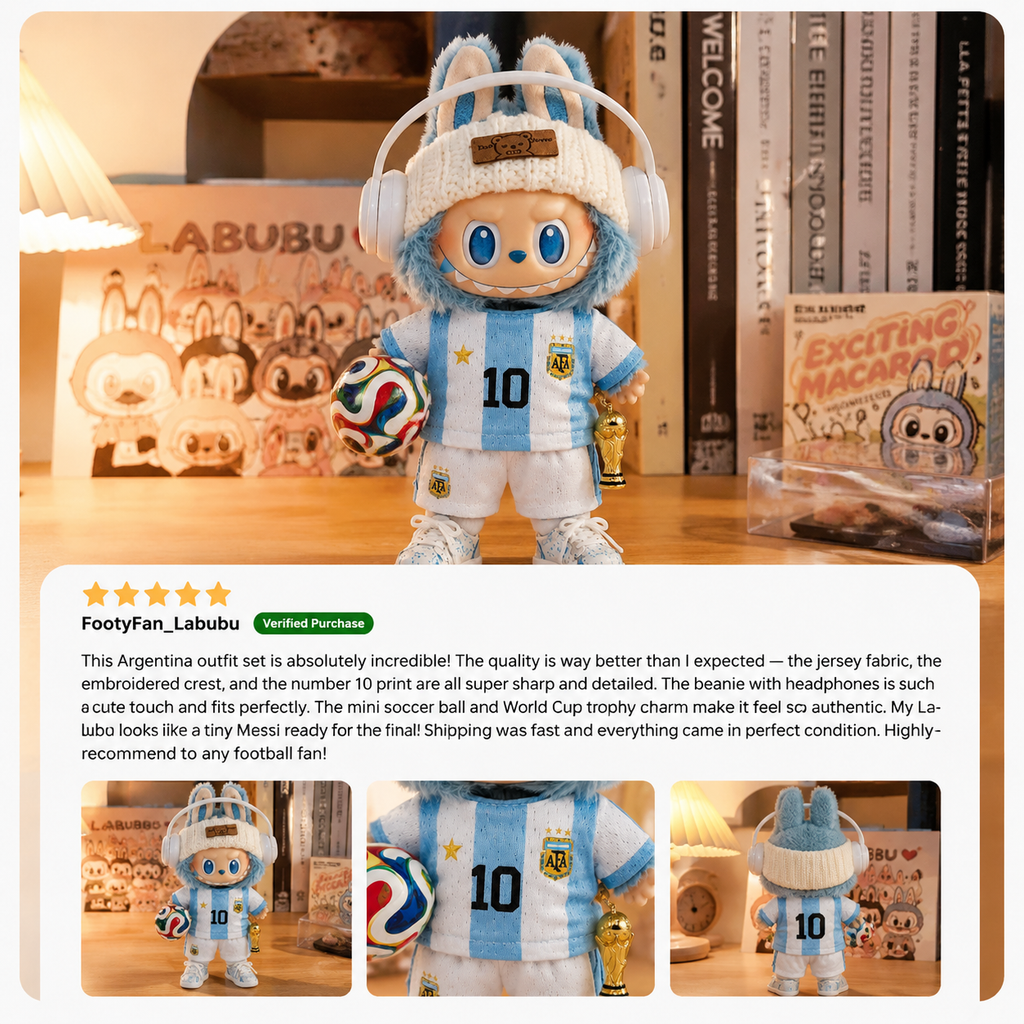 Argentina Soccer Doll Outfit Set view 10 – Doluchi