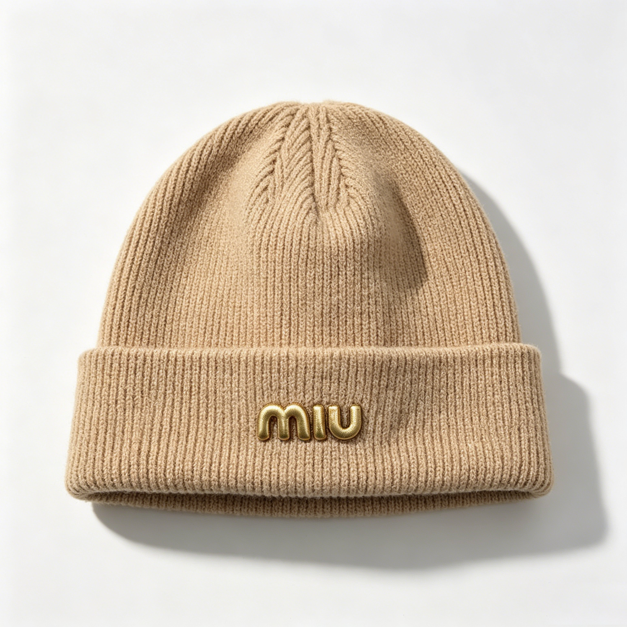 Miu Label Luxury Knit Beanie side view – Doluchi