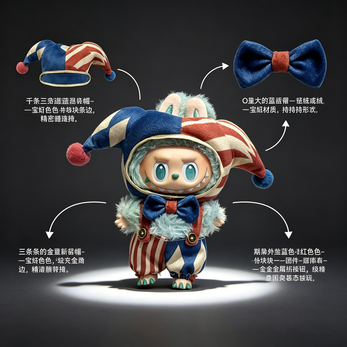 Royal Jester Outfit Set | Limited Edition Jester Costume | Blue Gold Collector Figure