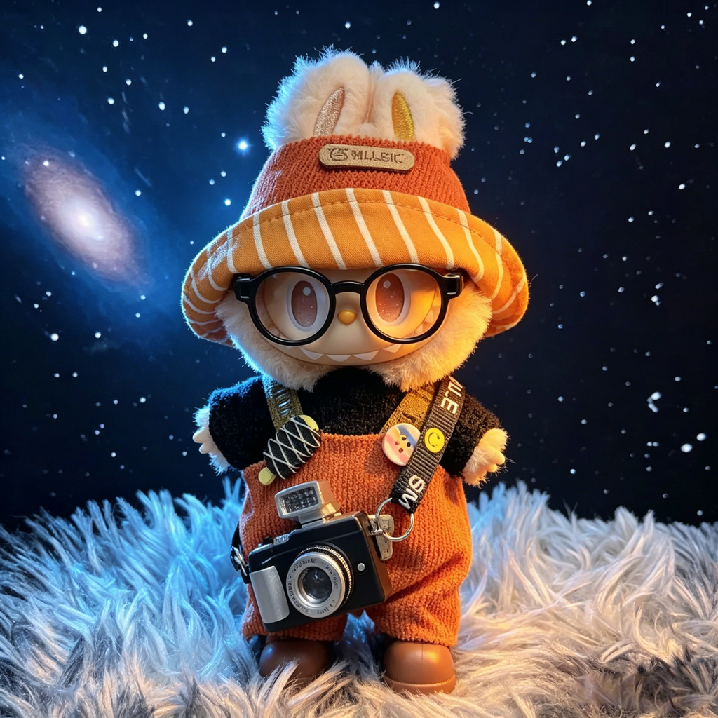 Film Soul Photographer Outfit | Retro Camera + Striped Beanie | Film Style Doll Set
