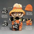 Film Soul Photographer Outfit | Retro Camera + Striped Beanie | Film Style Doll Set
