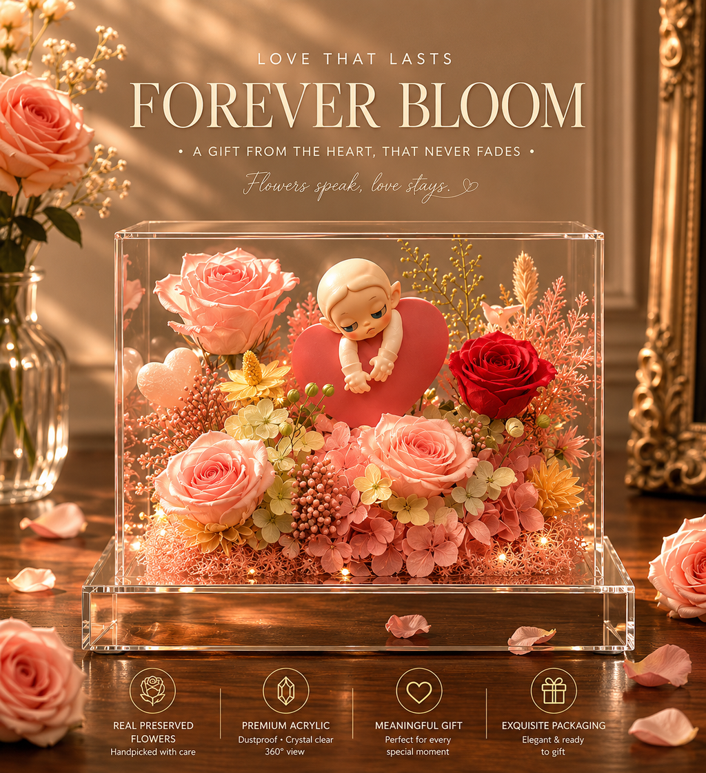 Forever Bloom Cherub Preserved Rose Display – Doluchi