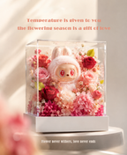 Bunny Pink Rose Display | Preserved Flower Acrylic Stand | Kawaii Figurine Floral Gift