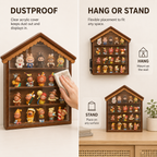 House-Shaped Wooden Display Shelf | 4-Tier Wall-Mounted Figure Showcase | Blind Box Collection Organizer