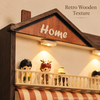 House-Shaped LED Shadow Box Shelf | Home 2-Tier Figure Display | Cozy Wall-Mounted Diorama Decor
