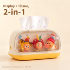 Figure Display Tissue Box Holder | Clear Window Collectible Showcase | Cute Desk Tissue Cover Decor