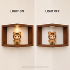 LED Corner Floating Shelves Set of 3 | Wall-Mounted Figure Display Shelf | Cozy Wood Collection Decor