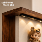 LED Corner Floating Shelves Set of 3 | Wall-Mounted Figure Display Shelf | Cozy Wood Collection Decor