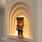 Tall Arched Niche LED Display Shelf | 8-Tier Corner-Wrap Figure Showcase | Vertical Wall-Mounted Collection Decor