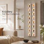 Tall Arched Niche LED Display Shelf | 8-Tier Corner-Wrap Figure Showcase | Vertical Wall-Mounted Collection Decor