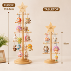 Rotating Wooden Keychain Display Stand | Plush Charm Organizer Tree | Star-Top Collection Showcase