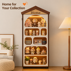 House-Shaped LED Display Cabinet | Floor-Standing Figure Showcase | 5-Tier Dustproof Collection Cabinet